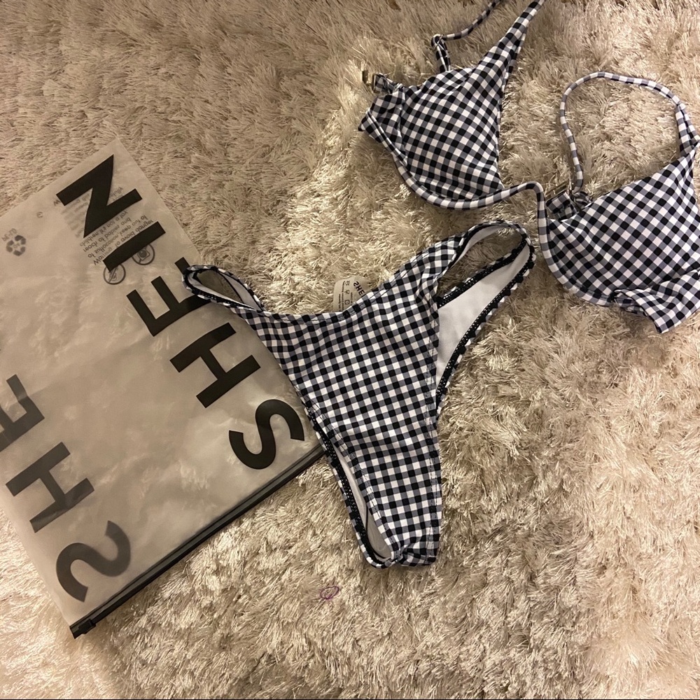 SOLD. Shein Gingham High Cut Bikini Swimsuit